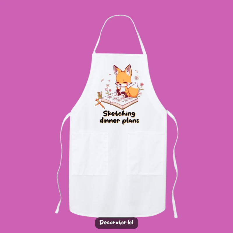 Funny Fox Floral Sketch Apron: Artist's Protective Gift!