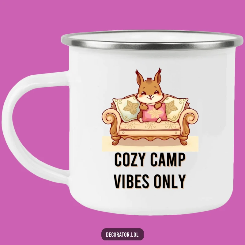 Funny Squirrel Campfire Mug: Cozy Sofa Vibes, Perfect Humorous Outdoor Gift