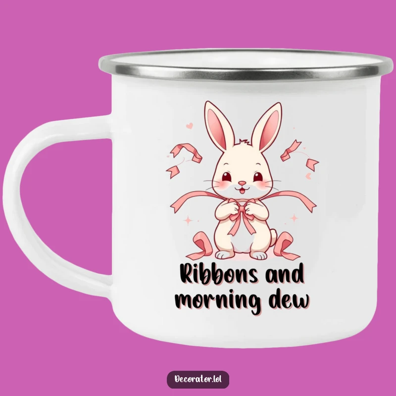 Funny Rabbit Ribbon Camping Mug: Whimsical Outdoor Gift!