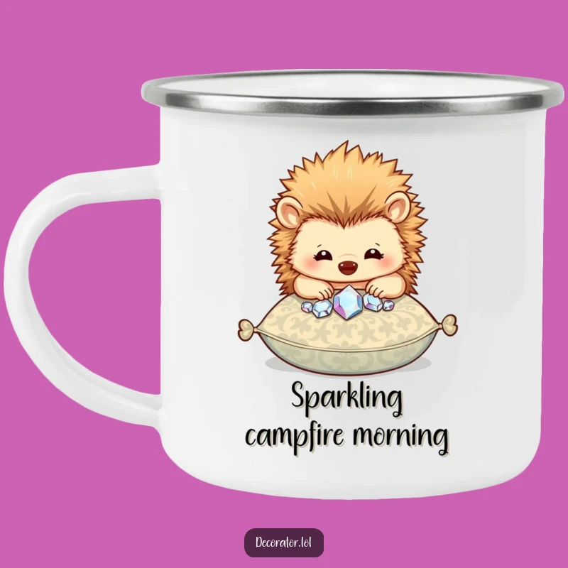 Funny Hedgehog Gem Camping Mug: Sparkly Outdoor Gift!