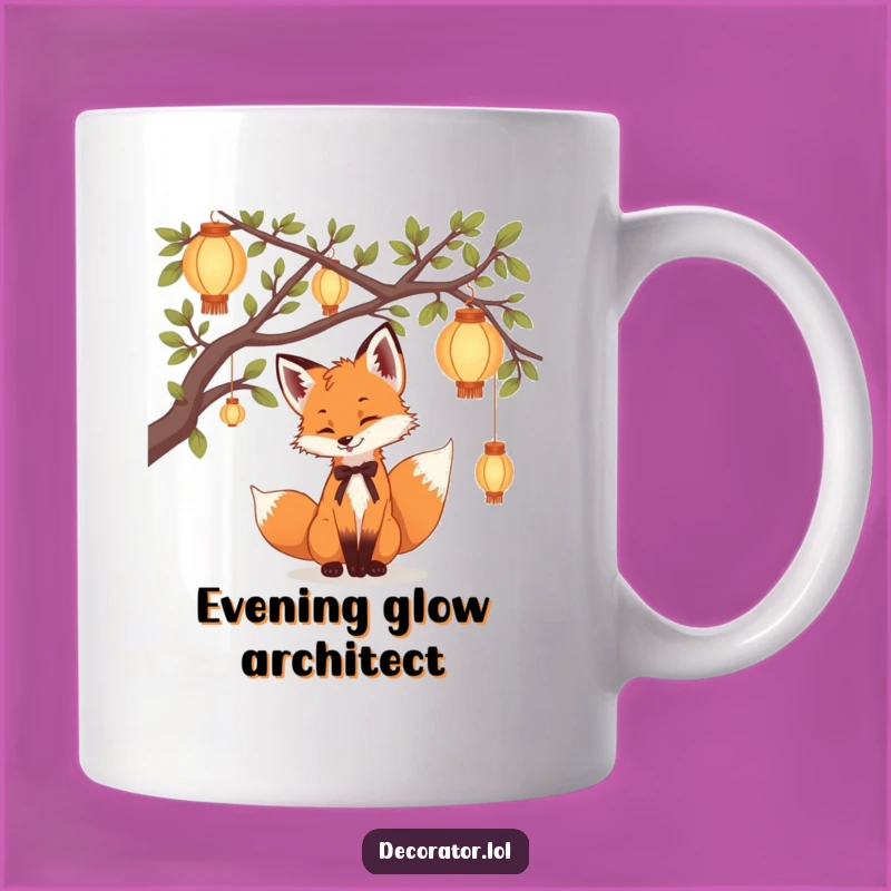 Funny Fox Lantern Mug: Playful Cub Decor, Perfect Humorous Gift for Night Owls