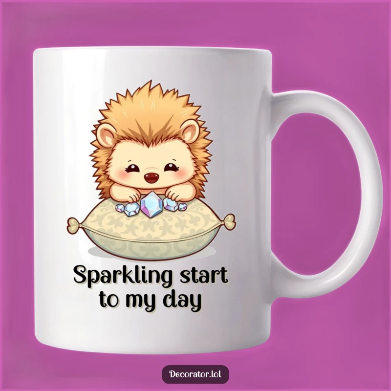 Funny Hedgehog Gem Cushion Mug: Sparkly Gift for You!