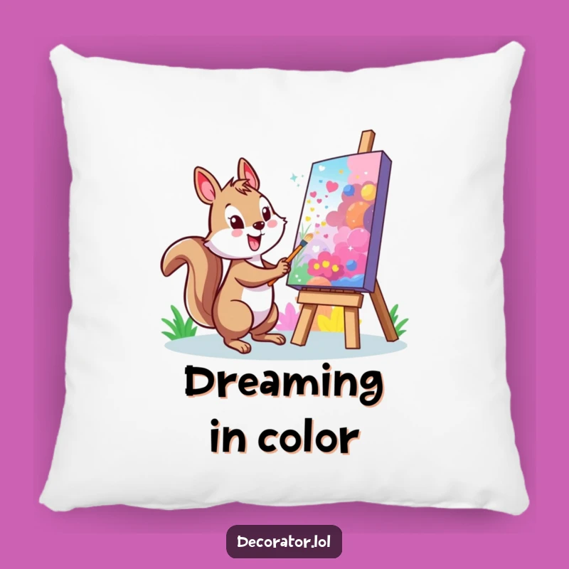 Comfy Funny Squirrel Artist Pillow: Cozy Creativity, Ideal Funny Gift