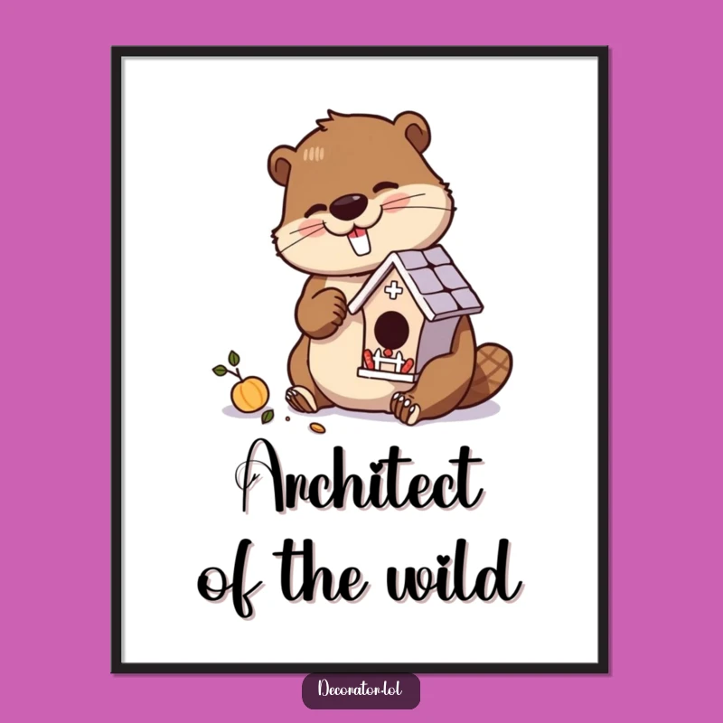 Funny Beaver Birdhouse Digital Art: Decor for Builders!