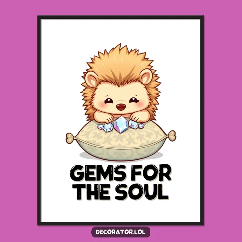 Funny Hedgehog Gem Digital Art: Sparkly Decor!