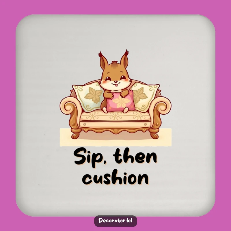 Funny Squirrel Coaster Set: Sofa Decor Protection, Unique Humorous Gift