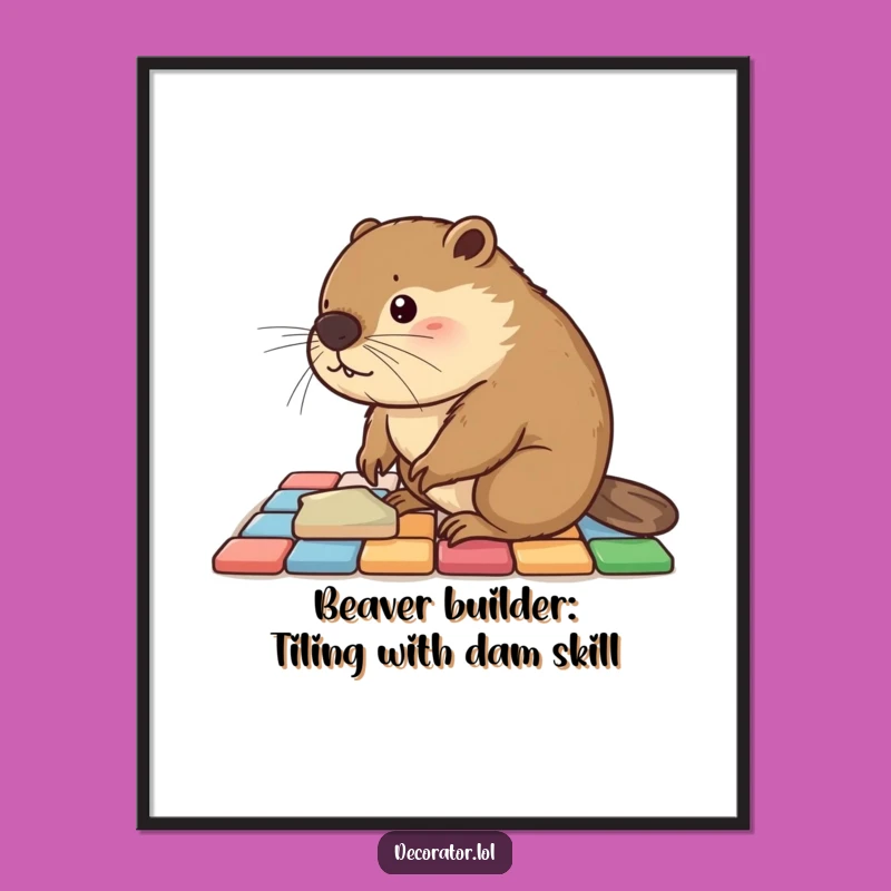 Funny Free Printable Wall Art: Beaver Tile Project Downloadable Decor Gift