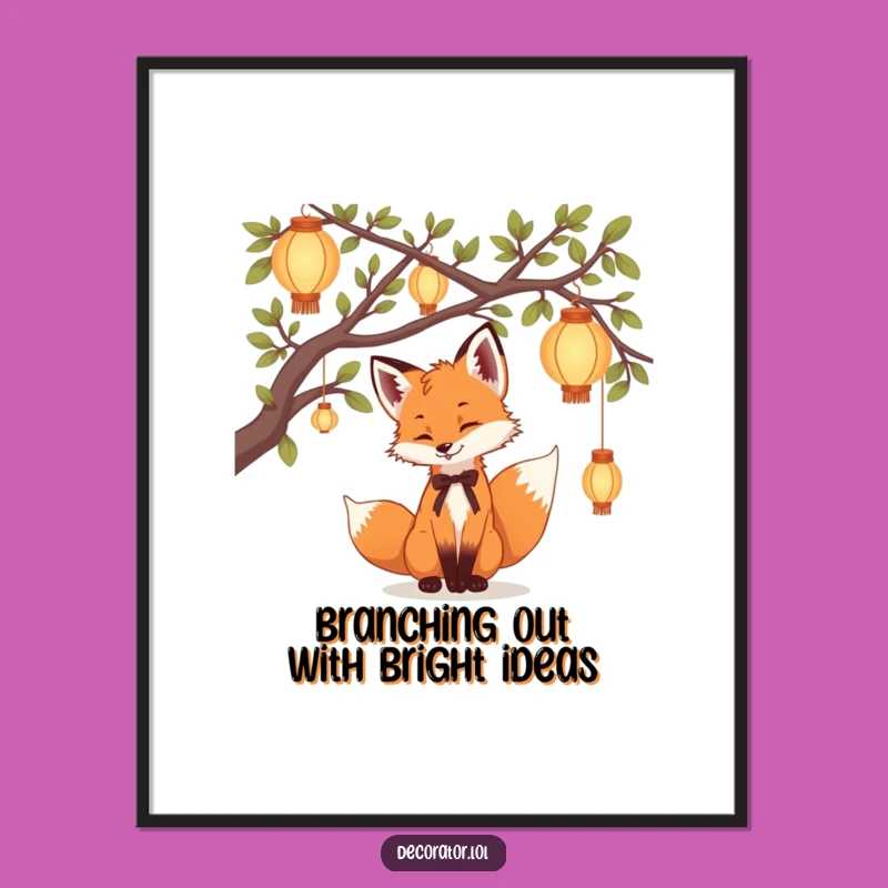 Funny Free Printable Wall Art: Playful Fox Lanterns - Enchanting Downloadable Art!