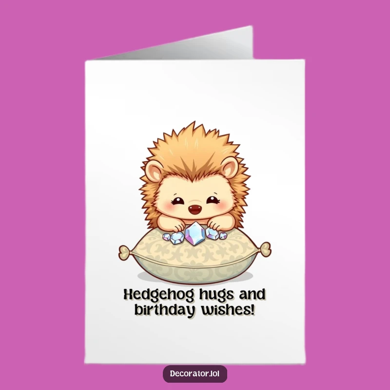 Sparkling Free Printable Birthday Card: Hedgehog Gem Decorator, Fun Downloadable