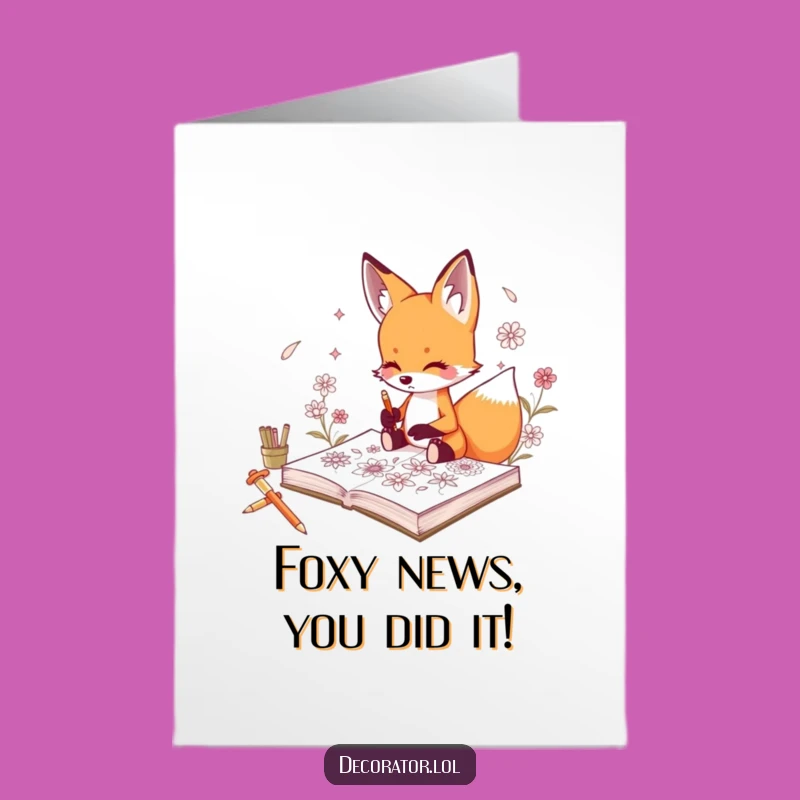 Creative Free Printable Congrats Card: Fox's Floral Art, Downloadable Celebration