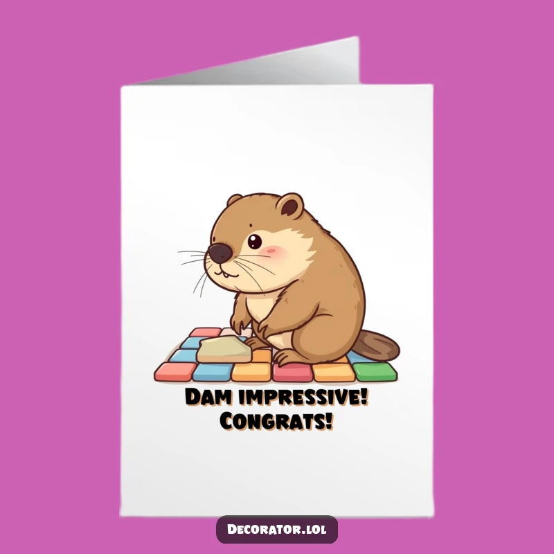 Free Printable Congrats Card: Busy Beaver Tile Humor Downloadable Gift