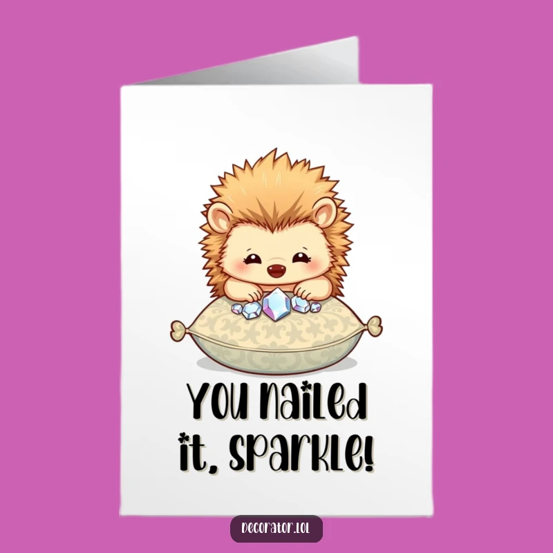 Gleaming Free Printable Congrats Card: Hedgehog's Gem Creation, Downloadable Art
