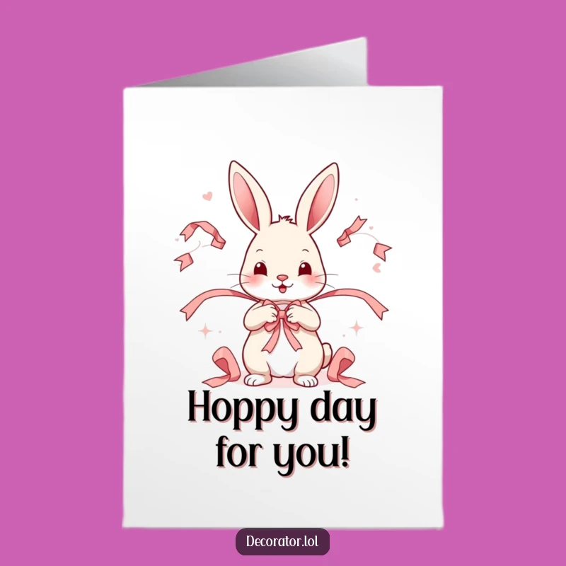 Free Printable Congrats Card: Funny Rabbit Ribbon Artist, Downloadable Celebration