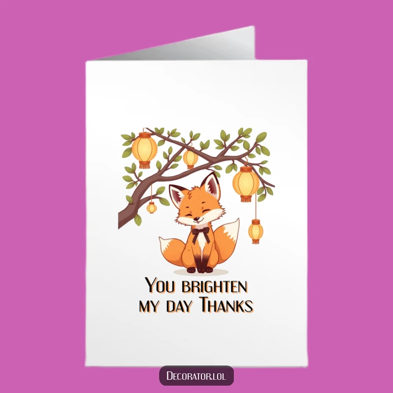 Free Printable Thank You Card: Fox Cub Lanterns - Whimsical Gratitude!