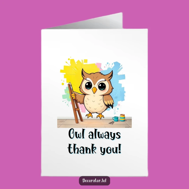 Free Printable Thank You Card: Happy Owl Mural Art Humor Downloadable Gift