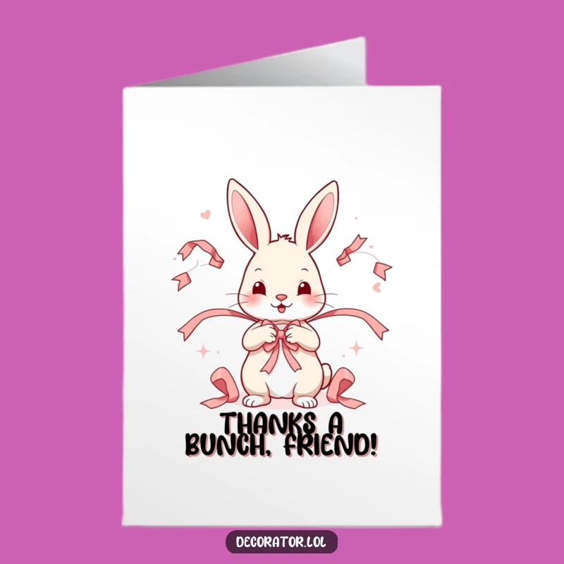 Free Printable Thank You Card: Funny Rabbit Ribbon Creator, Express Gratitude
