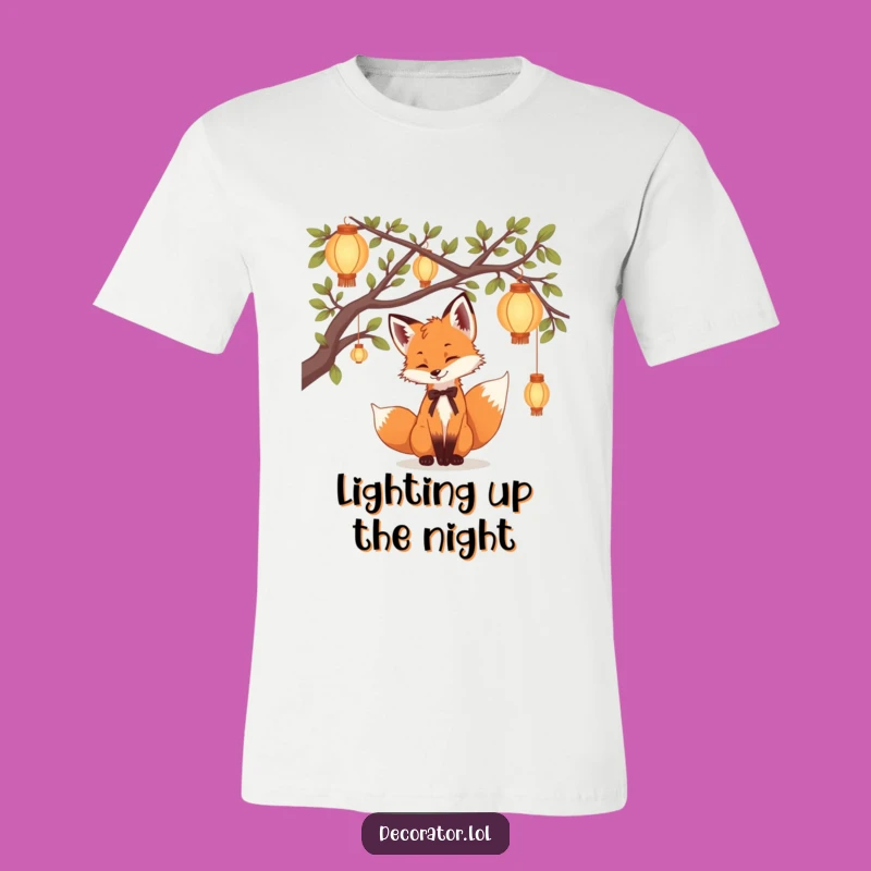 Funny Fox Cub Lantern T-Shirt: Enchanted Forest Vibes, Hilarious Gift Apparel