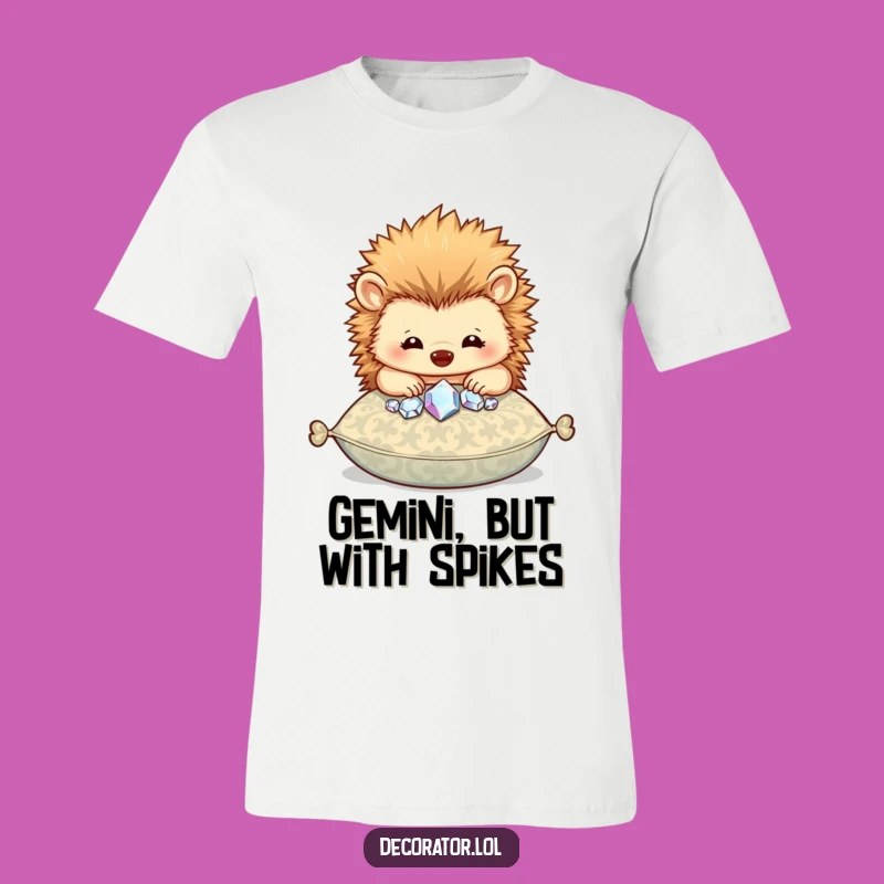 Funny Hedgehog Gem Pillow T-Shirt: Sparkly Gift!